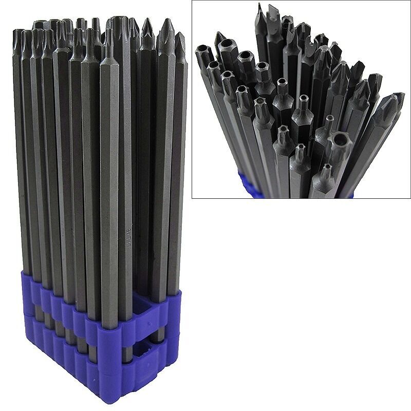 XtremepowerUS 32pc Extra Long Security Bit Set Tamper Proof Torx Star Tri Wing