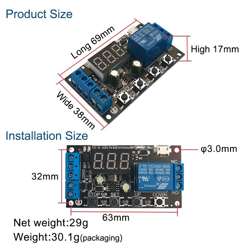 ZK-TD2 Time Delay Relay Module 5V12V24V Compatible Trigger Cycle Timing