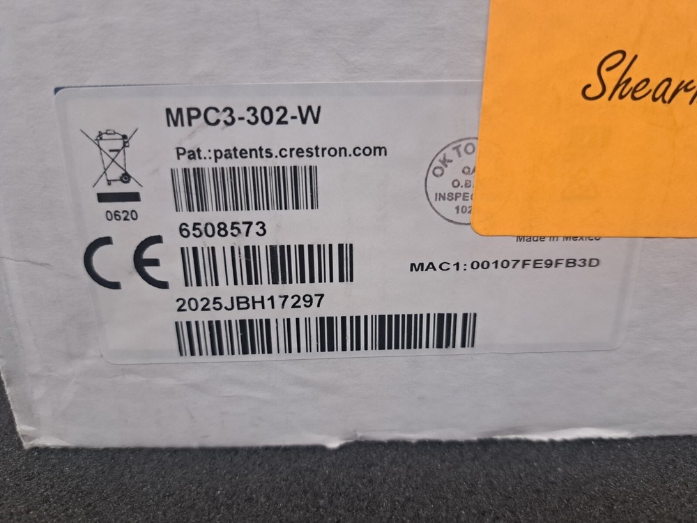 Crestron Model No. MPC3-302-W Wall Mounted Control Panel Board