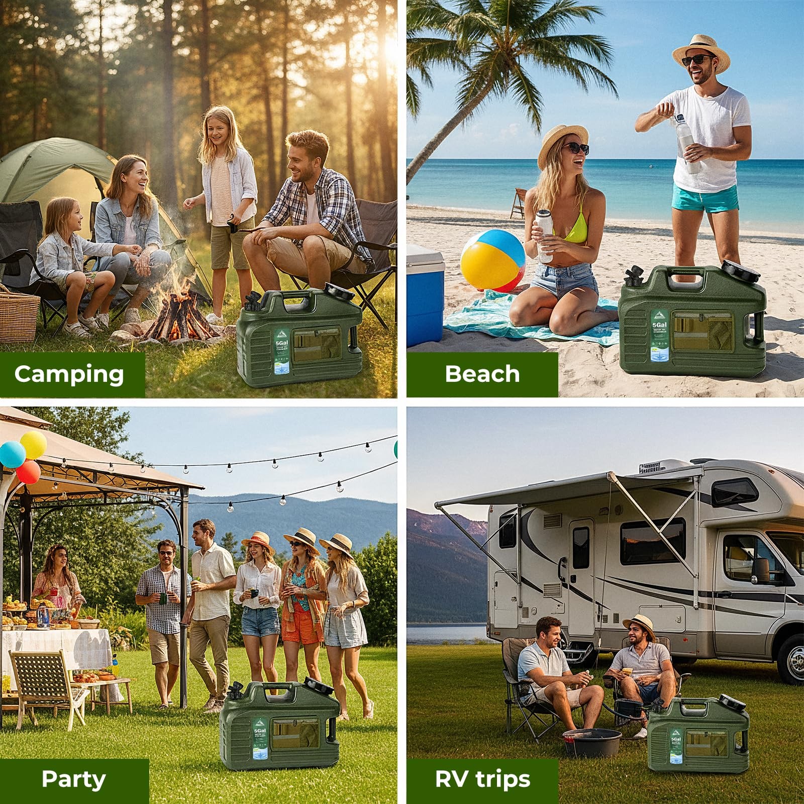 YOSN 5 Gallon Water Jug, Camping Water Container, BPA Free Portable Water Dis...