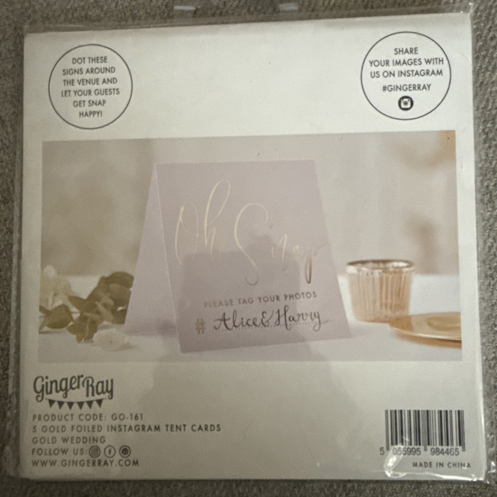 Wedding Hashtag Gold Instagram Cards