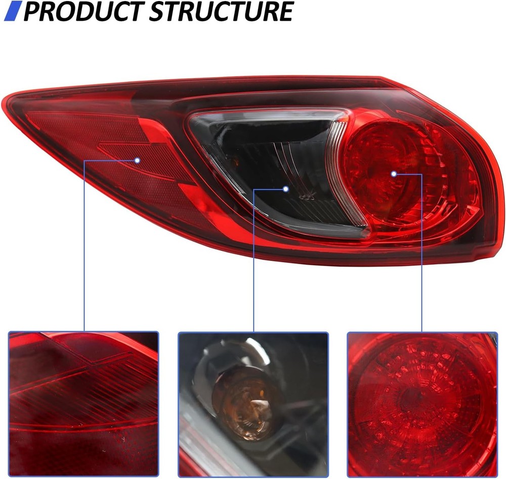 Outer Tail Light Fit for 2013 2014 2015 2016 Mazda CX-5, Left Driver Side
