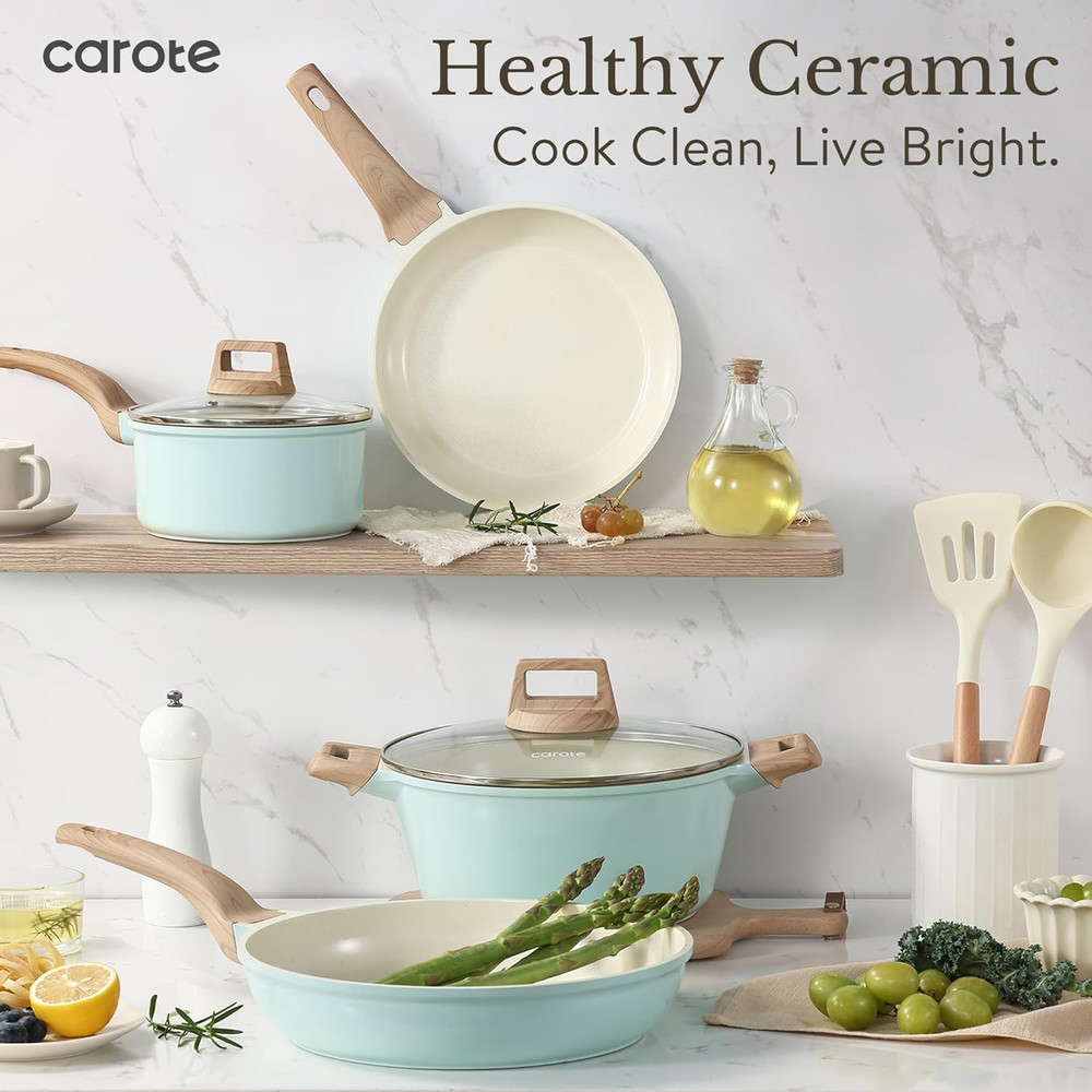 21 Ceramic Cookware Set, Pots and Pans Set Non Stick, Cook Ware Set Induction Ki