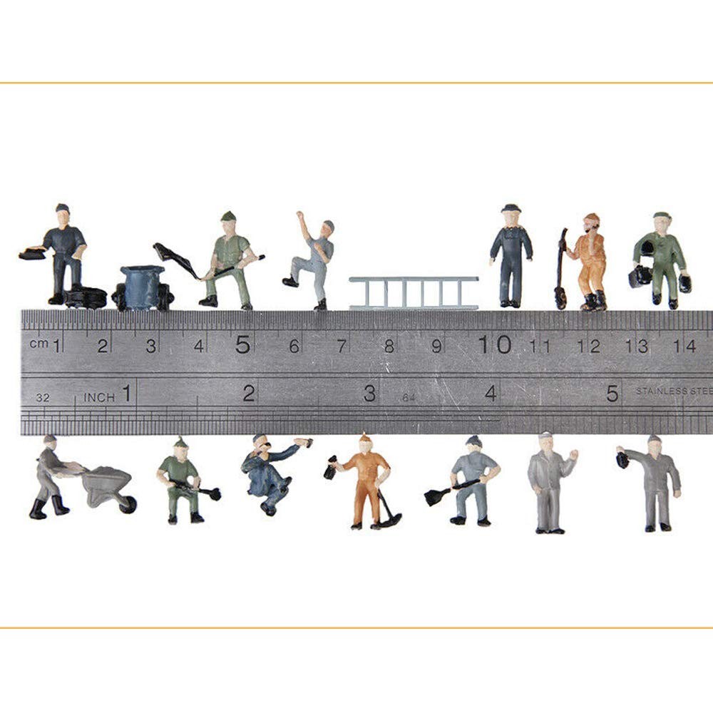 25pcs Simulation Train Track Railroad Worker Model People Figures with Tools ...