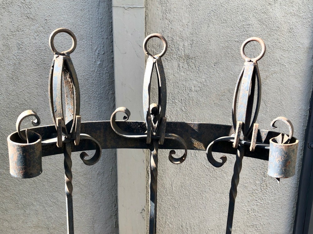 Heavy Duty Wrought Iron Fireplace Tool Set