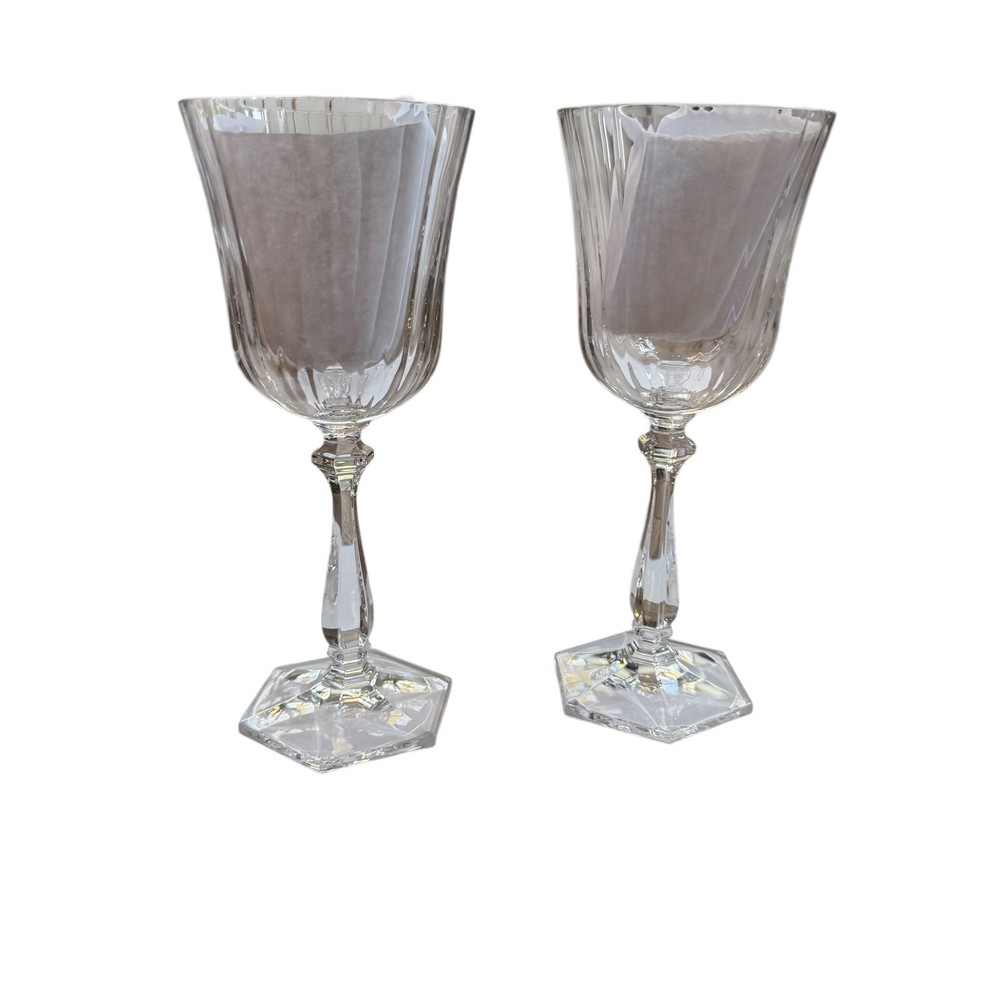 Gorham Crystal Goblets Perspective Clear Optic Set Of 2 Hex Base