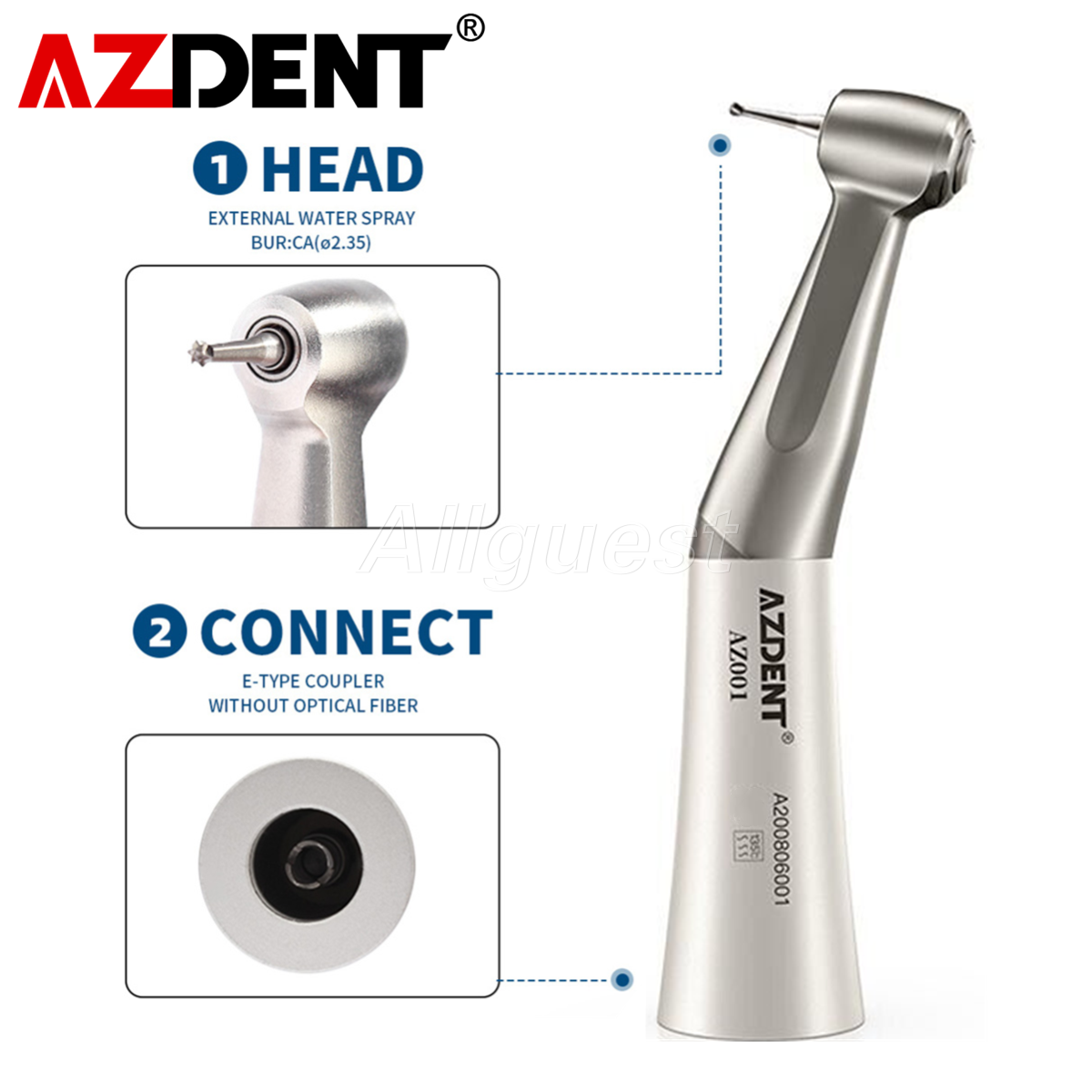 USA Dental Slow Low Speed Handpiece Contra Angle Push Button E-Type AZDENT