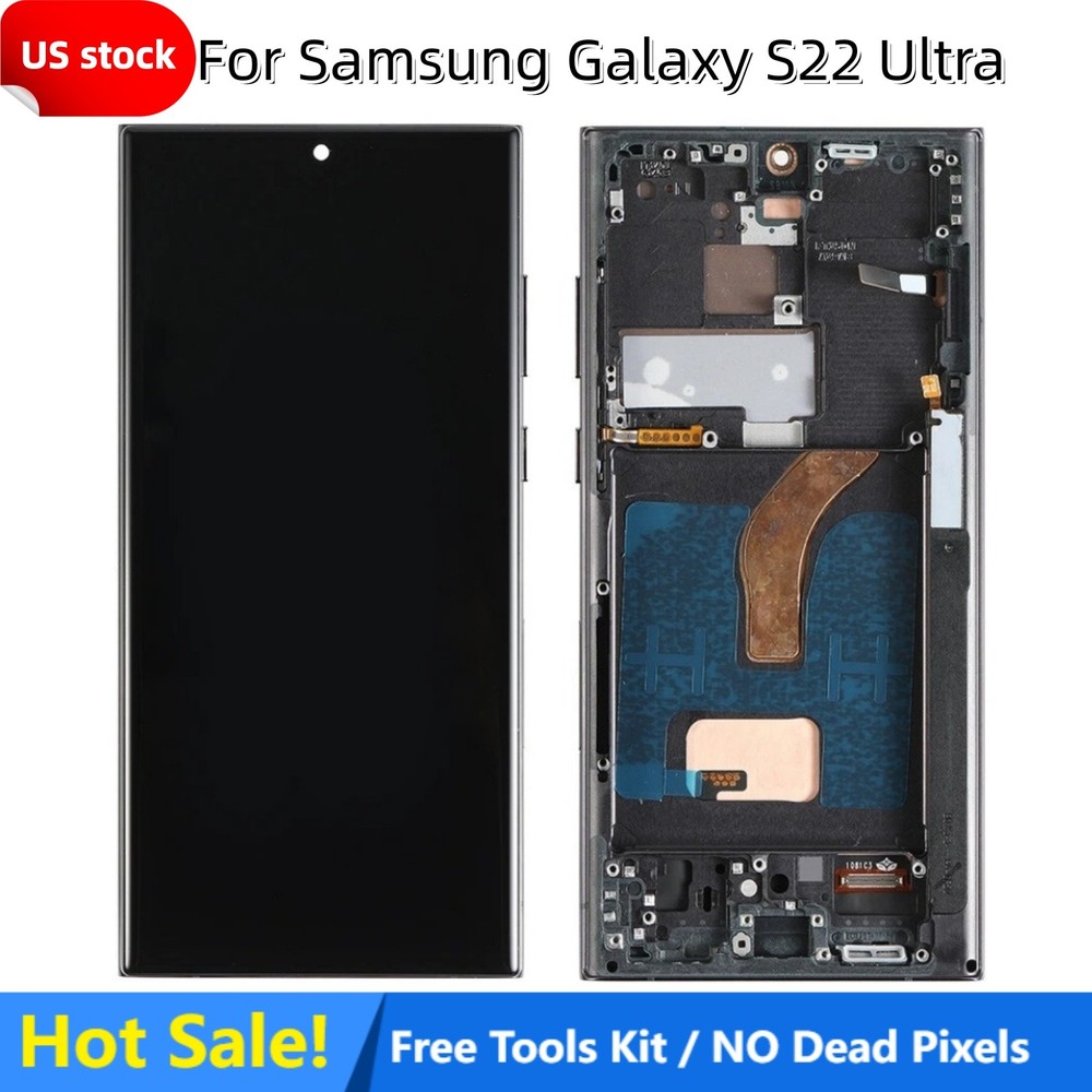 Premium LCD Screen Replacement for Samsung Galaxy S22 Ultra with Frame + Tools