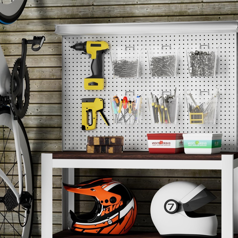 G.CORE Large Pegboard Cups Peg Board Storage Bin 6 Pack with Hooks, Clear