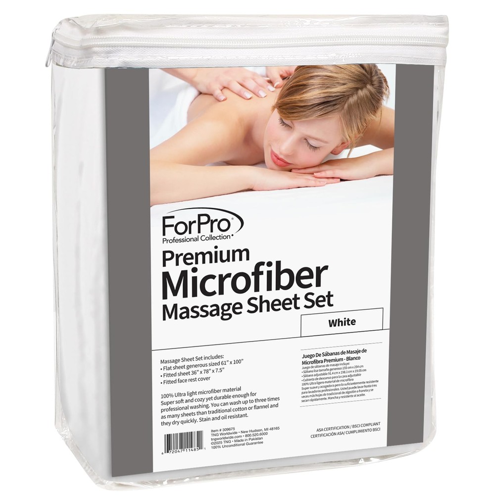 ForPro Professional Collection Premium Microfiber Massage Table, White