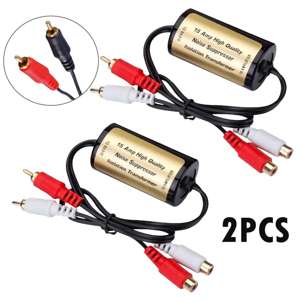 RCA Ground Loop Noise Isolator Filter for Car Amplifier and Audio System Setup
