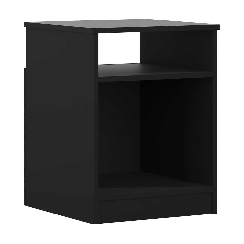 Open Shelf Nightstand End Side Table Black