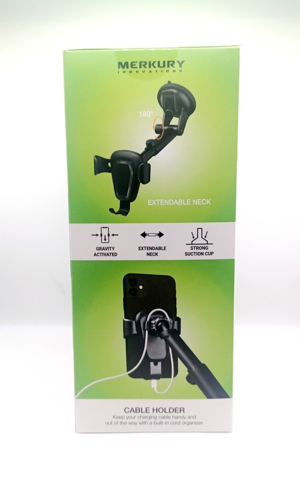 Merkury Innovations - Gravity Mount For Windshield & Dashboard Extendable Neck