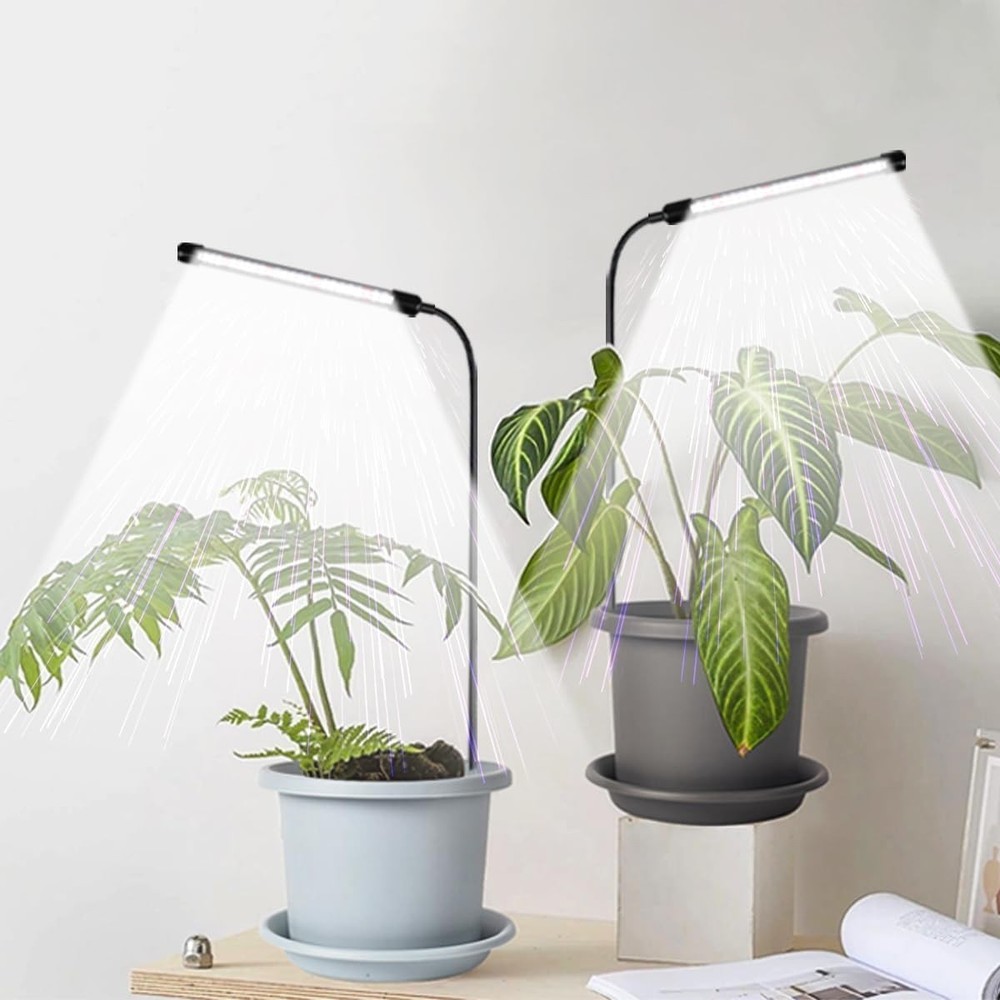 Versatile 6000K Plant Grow Light 2 Pack With Timer & Adjustable Height Options