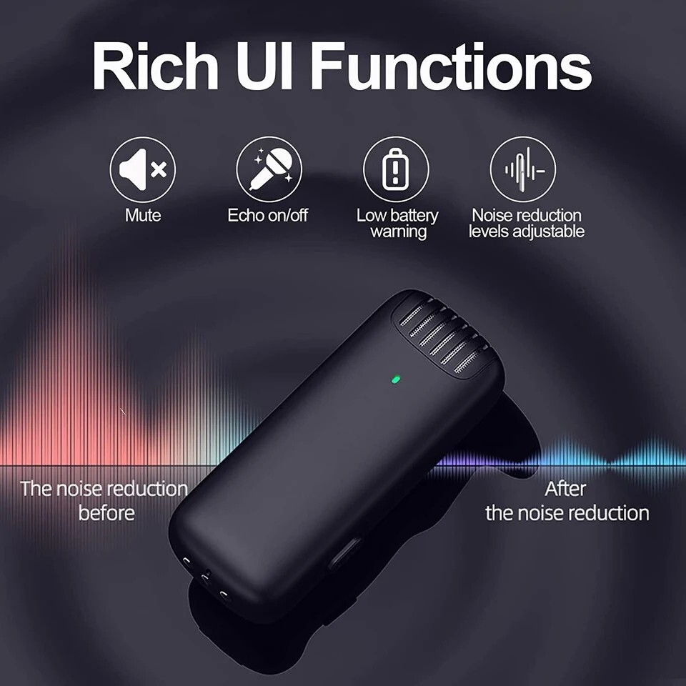 Microfono Mini inalambrico Para Celular Camara Solapa Estuche de Carga Type-C