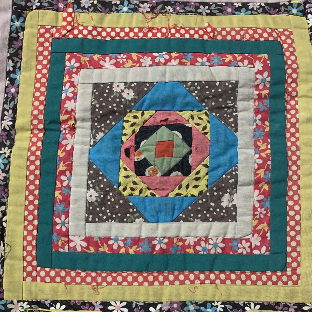 Vintage Log Cabin Patchwork Small Cotton Accent Pillowcase