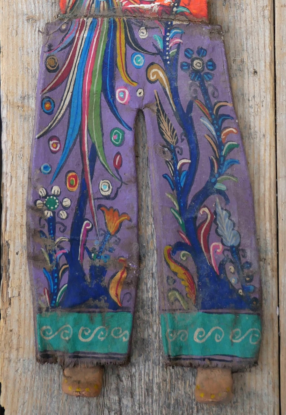 Sun Face Man Bird of Paradise Handmade Canvas & Coconut Guerrero Mexico Folk Art