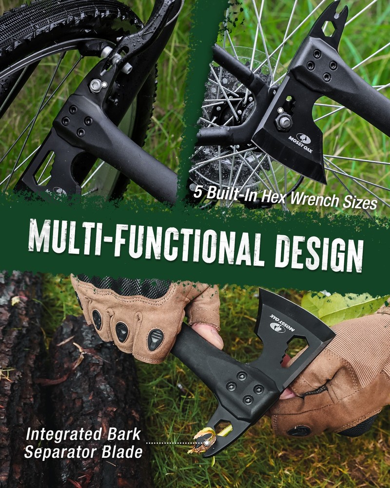 MOSSY OAK 12" Multitool Camping Axe Survival Hatchet with Sheath Hex Wrench Slot