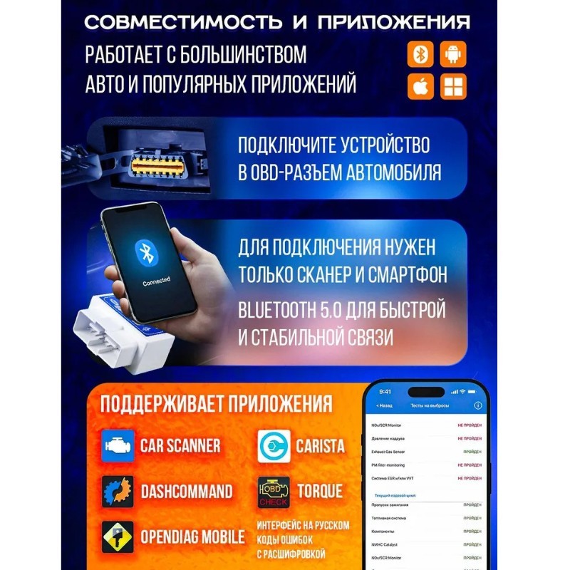 OBD2 Car Scanner with Bluetooth for Comprehensive Vehicle3809