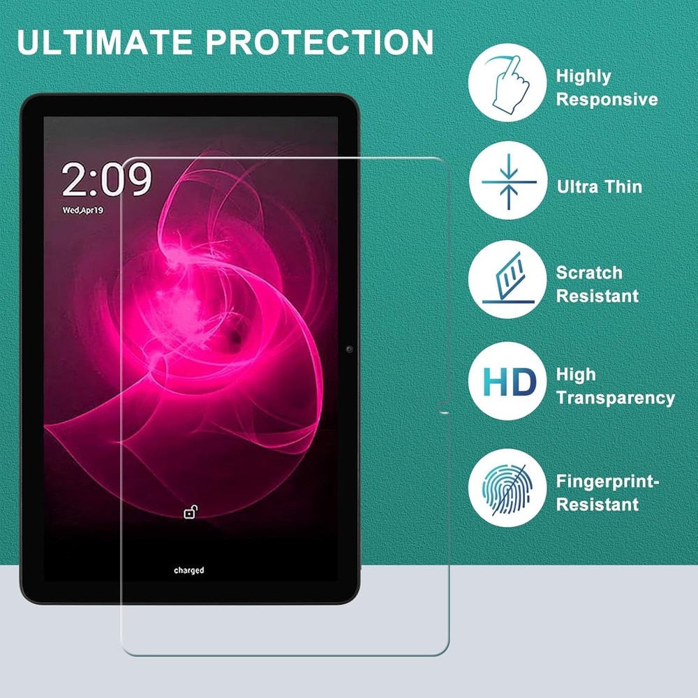 (2 Pack) For T-Mobile Revvl Tab 2 Screen Protector Tempered Glass Case Friendly