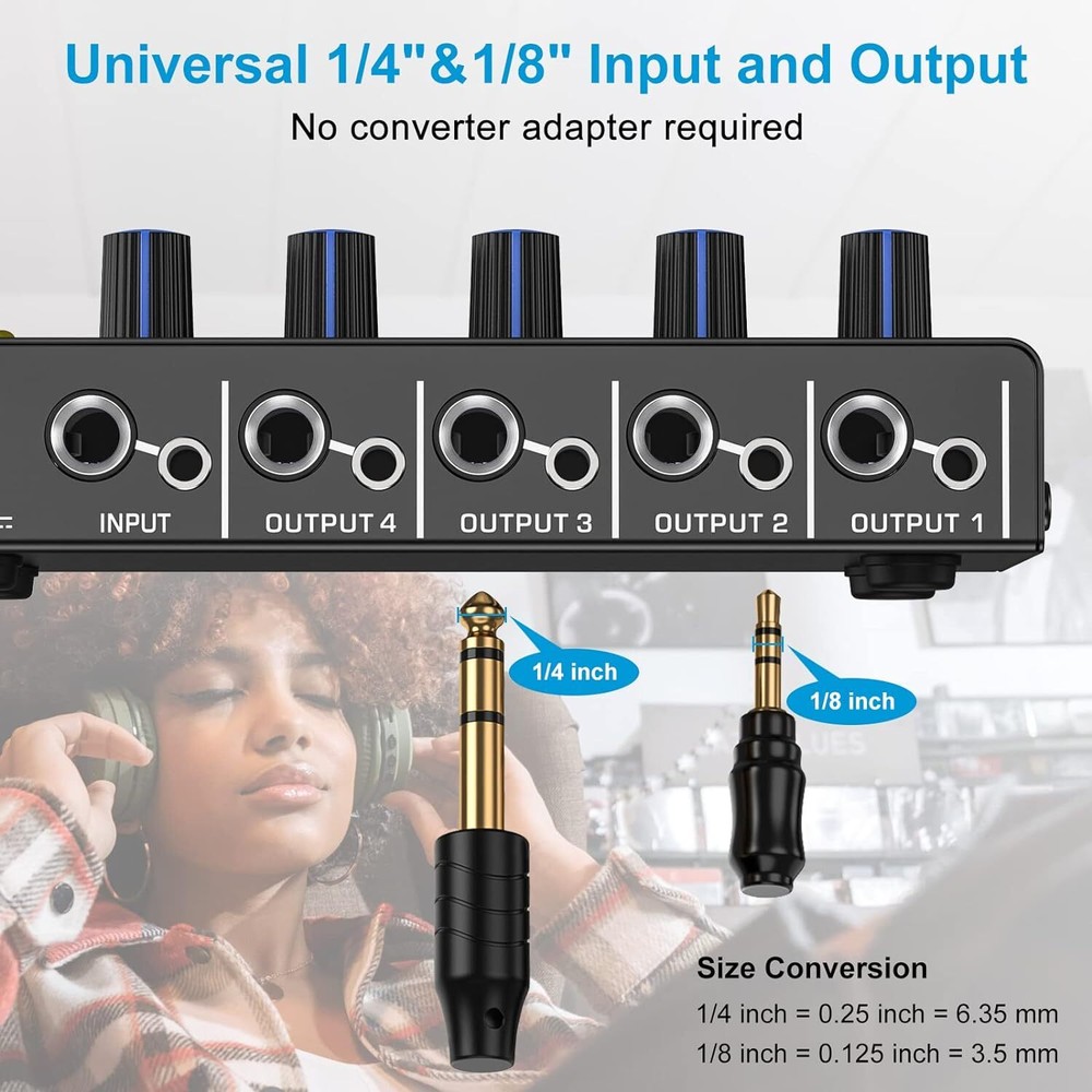 Thin Headphone Amplifier 4 Channels Stereo Audio Amplifier