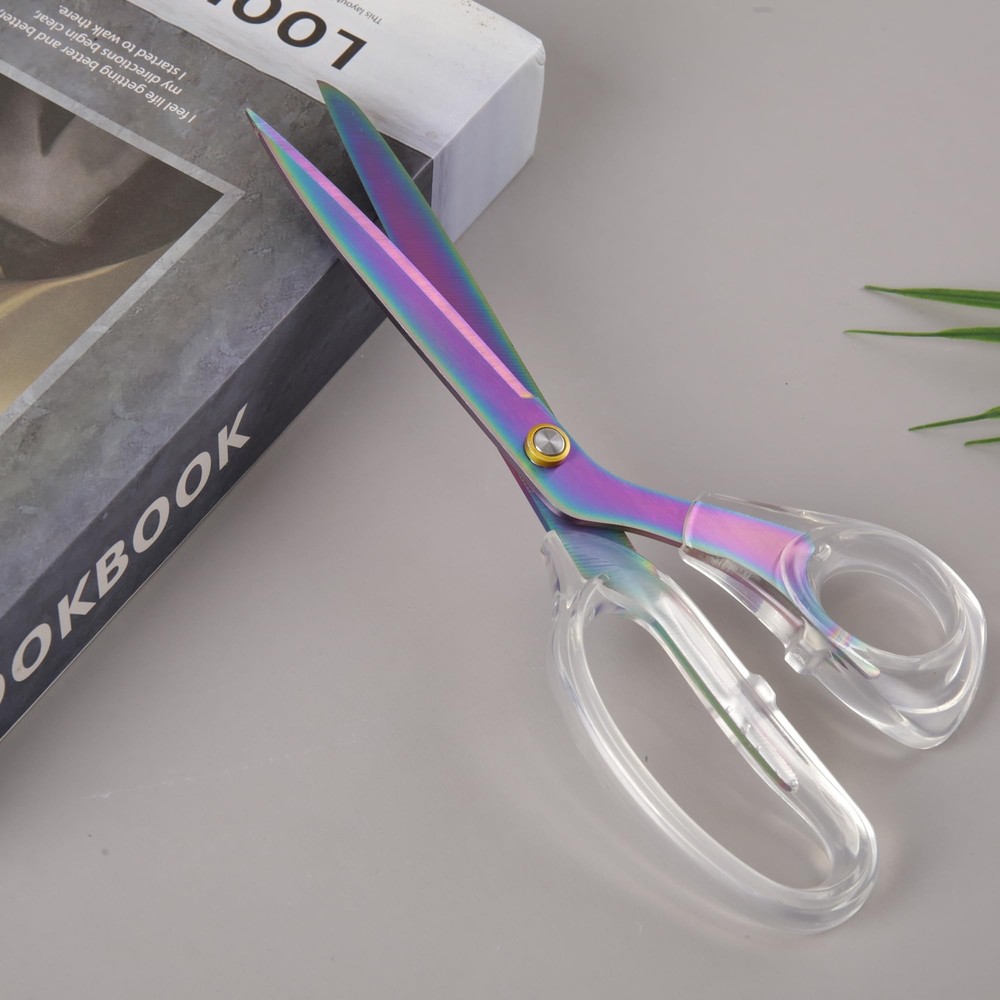 Acrylic Rainbow Scissors, 9” Ultra-Sharp Titanium Coated Blades and Sharp