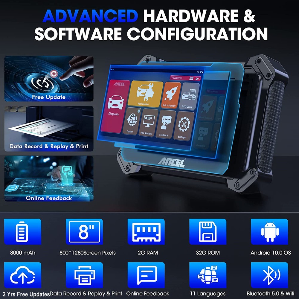 ANCEL V6 PRO+ All Systems Bidirectional OBD2 Scanner Diagnostic Key Programming