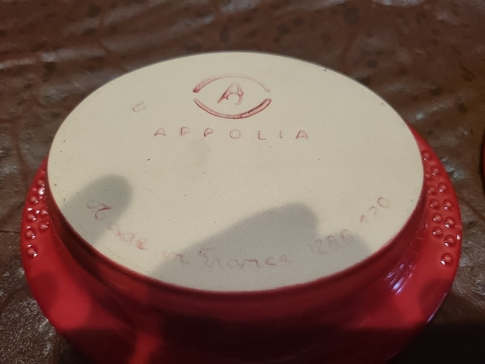 [2] Two Small APPOLIA Roasting Baking Individual Casseroles Cranberry. 8oz Cap.