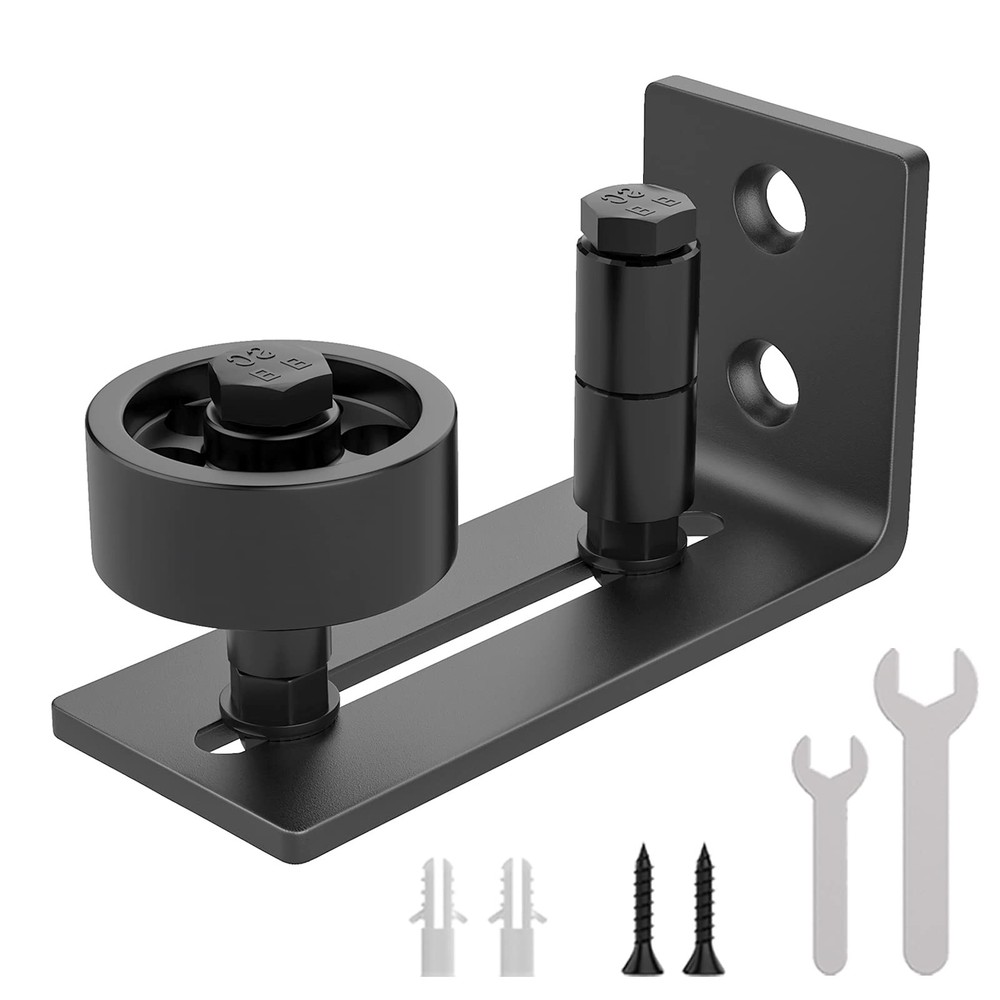 WINSOON Sliding Barn Door Floor Guide Wall Mounted Hardware for 1 Pack, Black