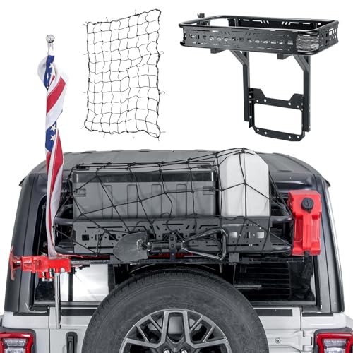 JOYTUTUS Rear Cargo Basket on OE Tailgate for 2018-2026 Wrangler JL & JLU 440LBS