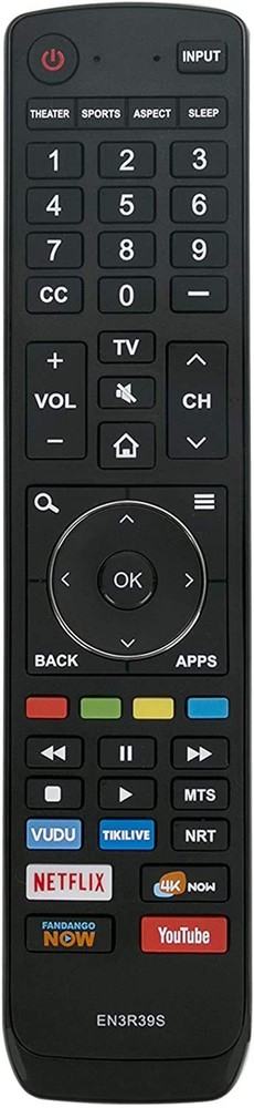EN3R39S Remote Control Replacement for Sharp Smart TV Black
