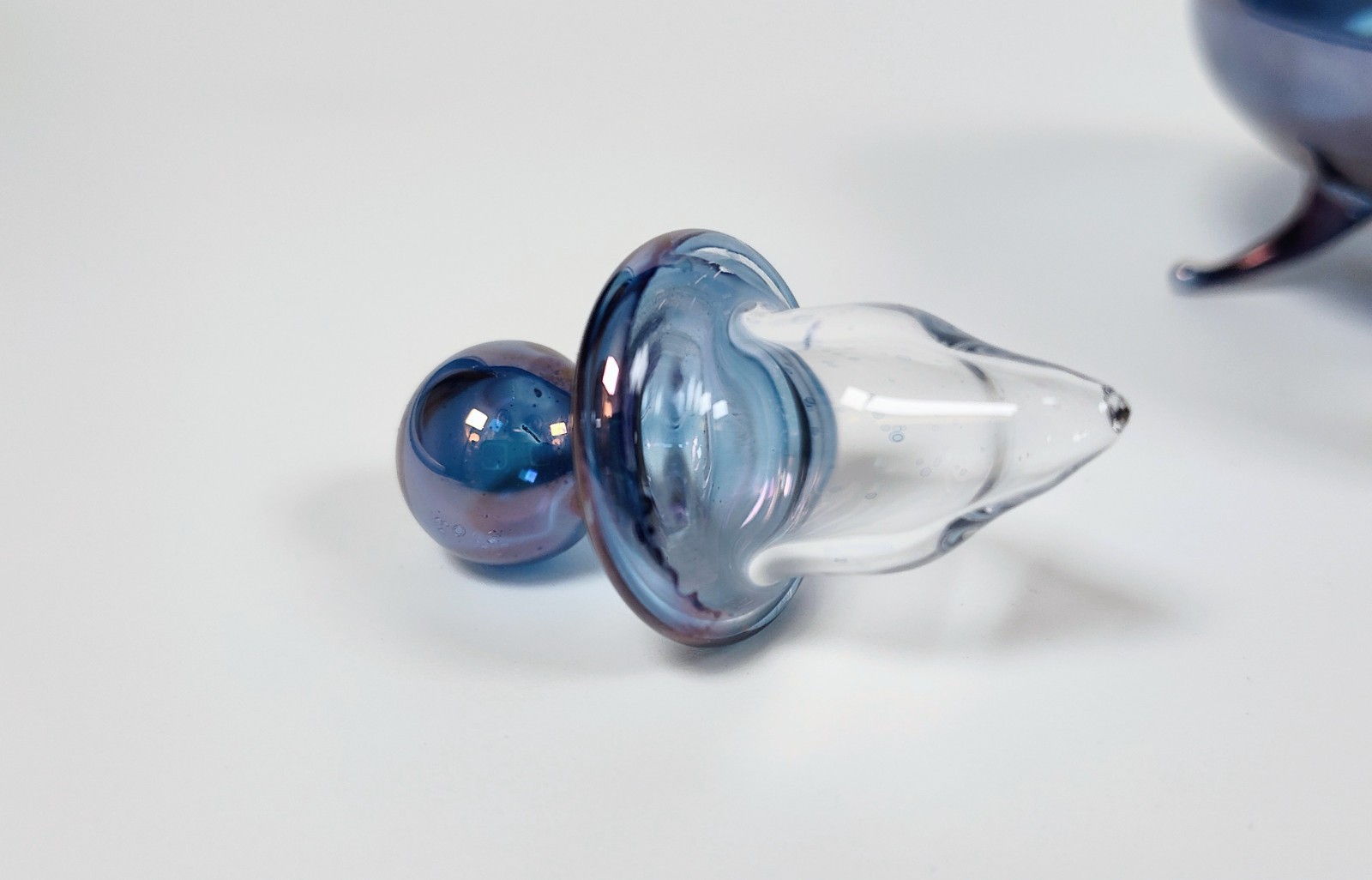 Rare 1960's Murano Glass Inkwell & Dip Pen Set – Cobalt Iridescent Signed Italy