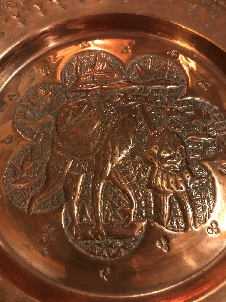 Large Solid Copper Silk Road Camel Caravan Persian Decorative Plate FREE SHIP