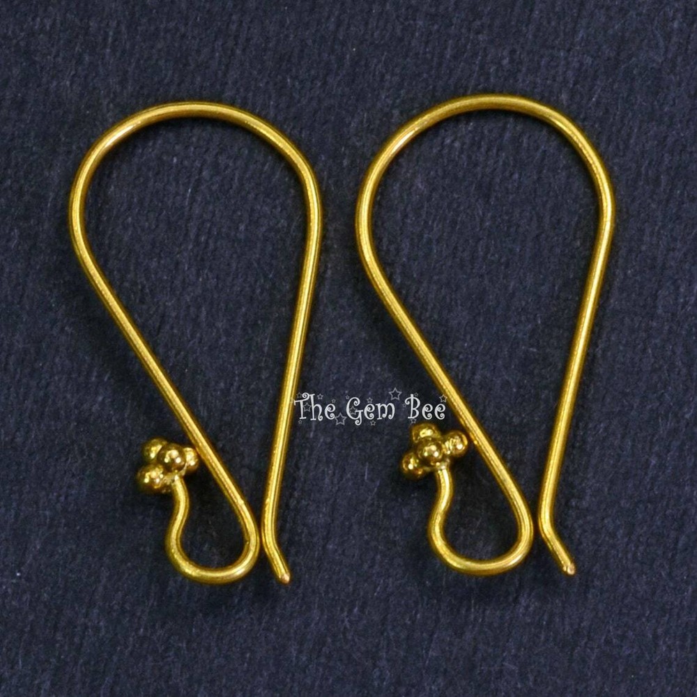 18k Solid Yellow Gold Earwires With Daisy Ends 1 pair