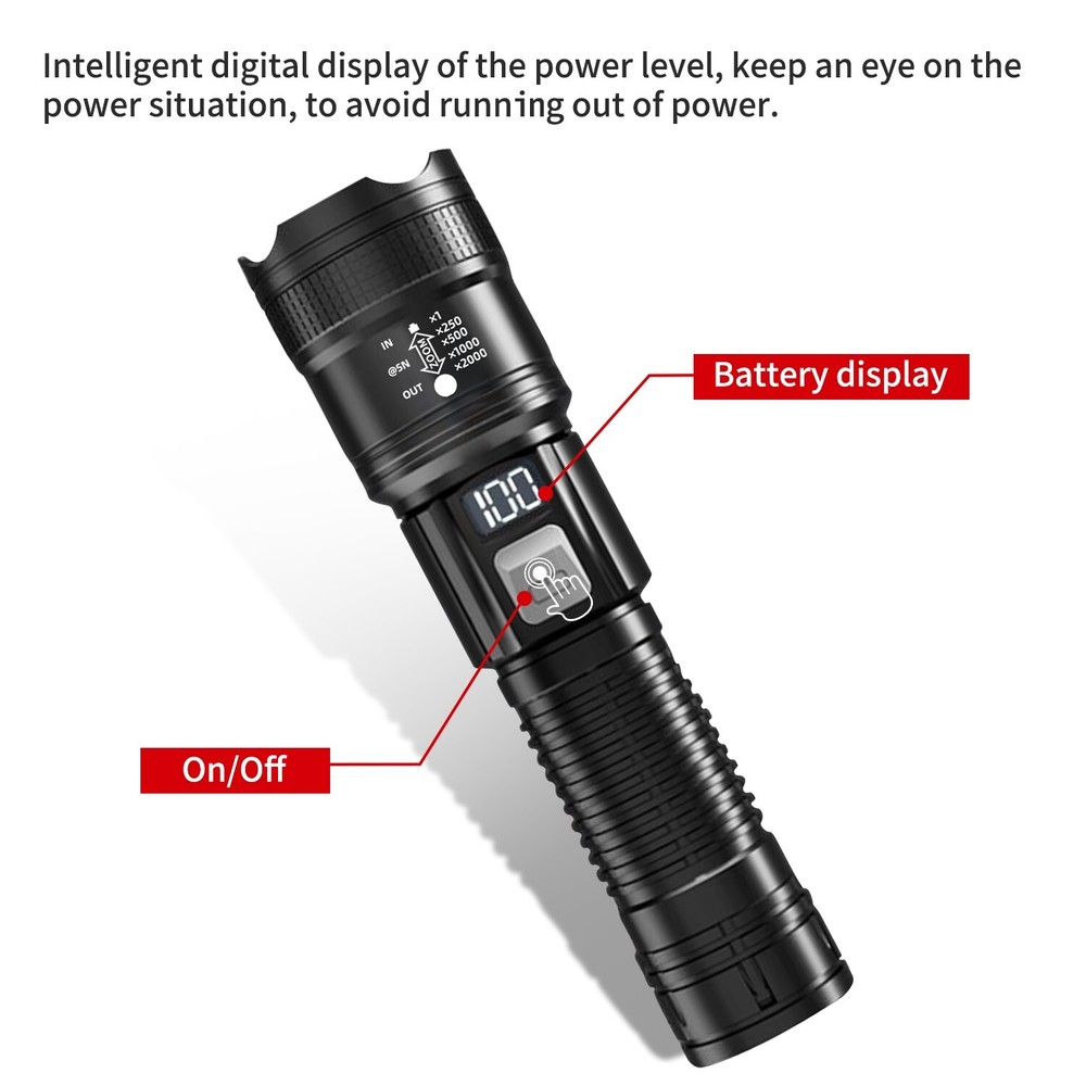 Super Bright LED Tactical Flashlight Torch Flashlight Rechargeable Camping Light