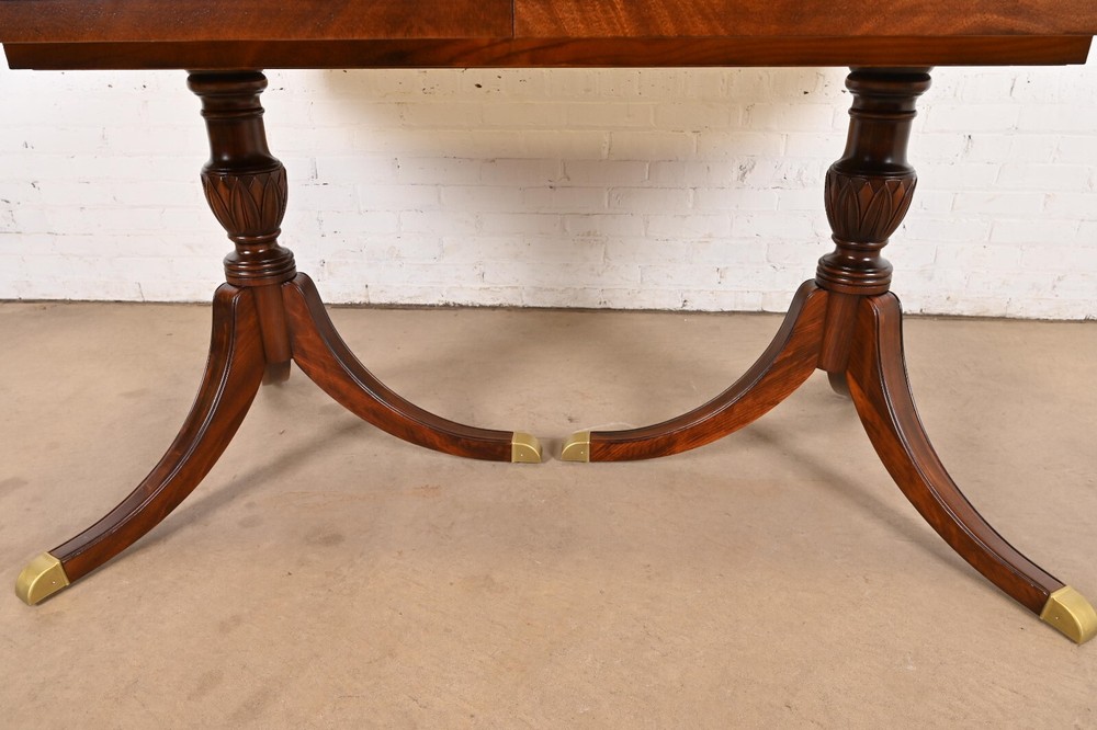 Drexel Georgian Mahogany Double Pedestal Extension Dining Table, Refinished