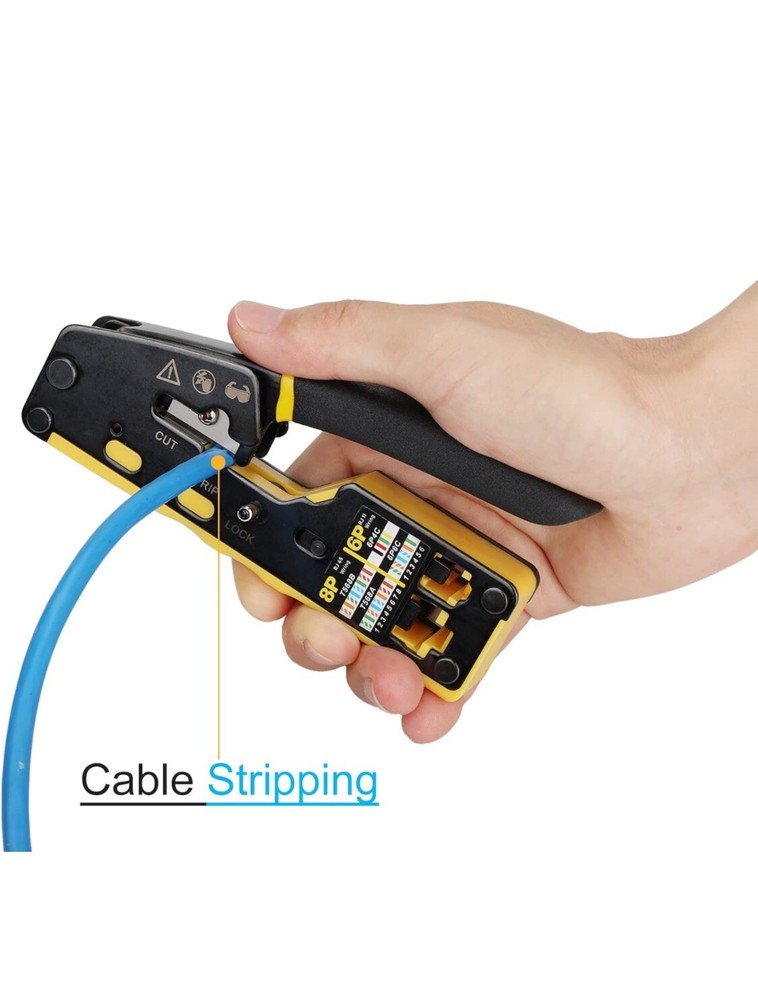Ethernet Crimp Tool Kit - Cat5/Cat6/Cat7 Network Crimper with Cable Tester, Mini
