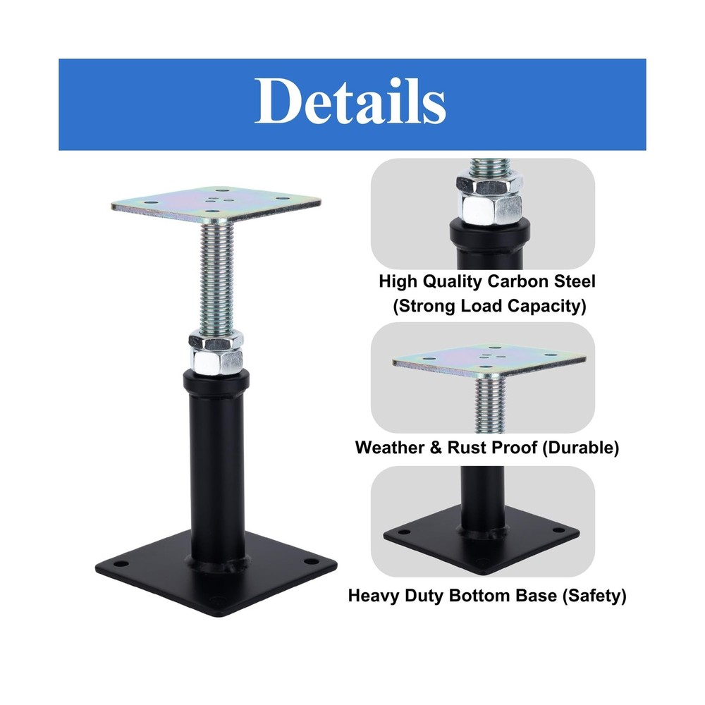 2 Pack Adjustable Floor Jack Post, 6’’-9’’ Height Range,