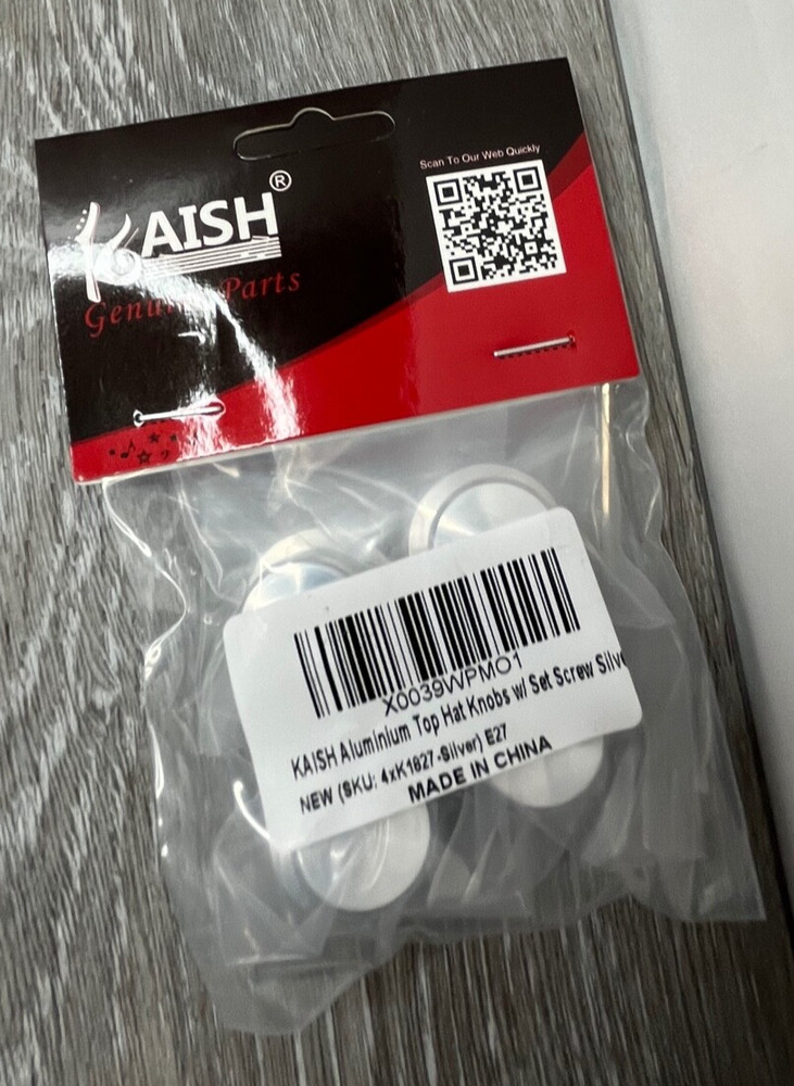 4-Pack KAISH K1827-Silver Aluminum Top Hat Knobs w/ Set Screw, Silver
