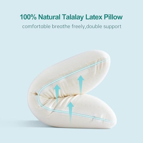100% Natural Talalay Latex Pillow Sleeping Bed Pillows, Extra Soft Queen Size