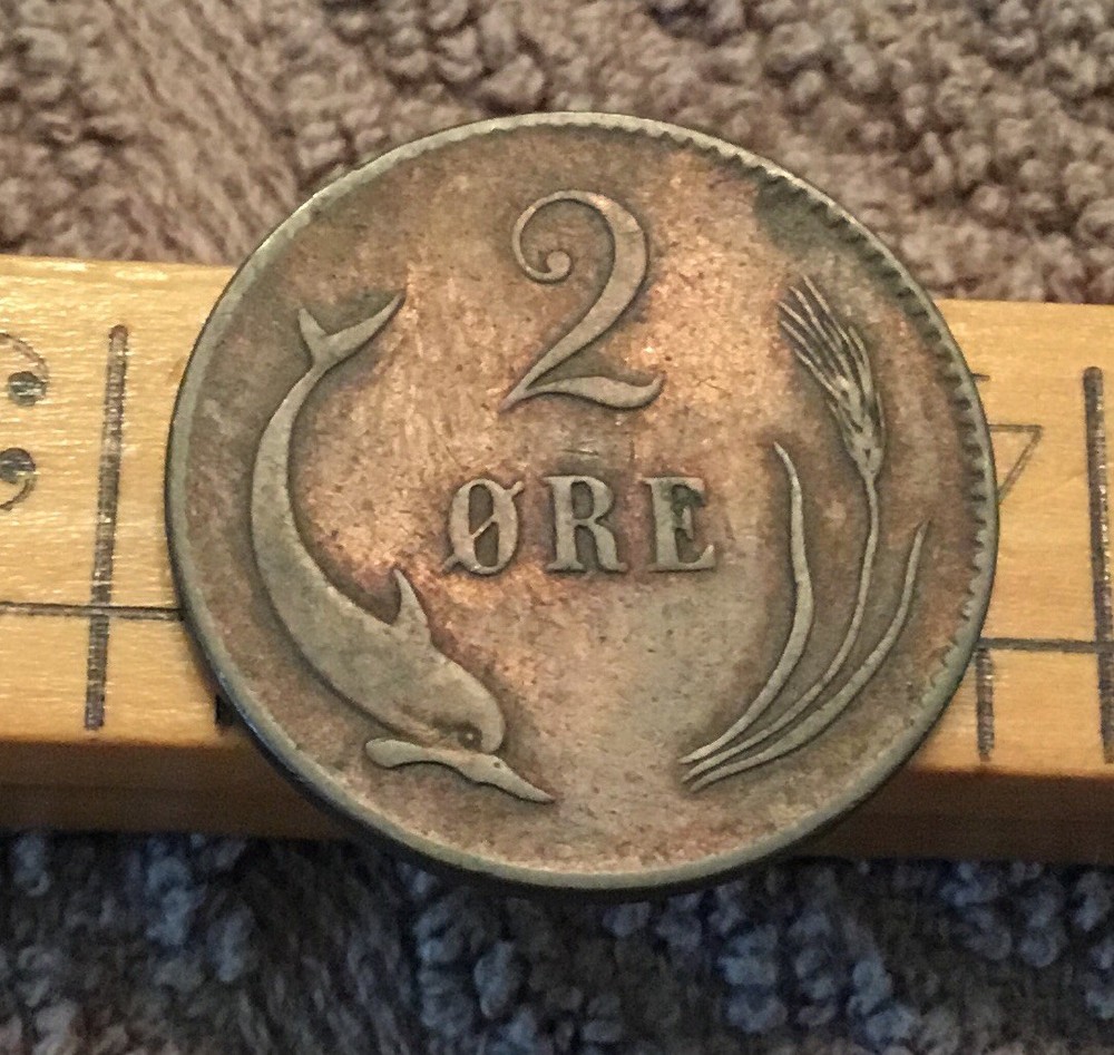 1875 Denmark 2 ore coin