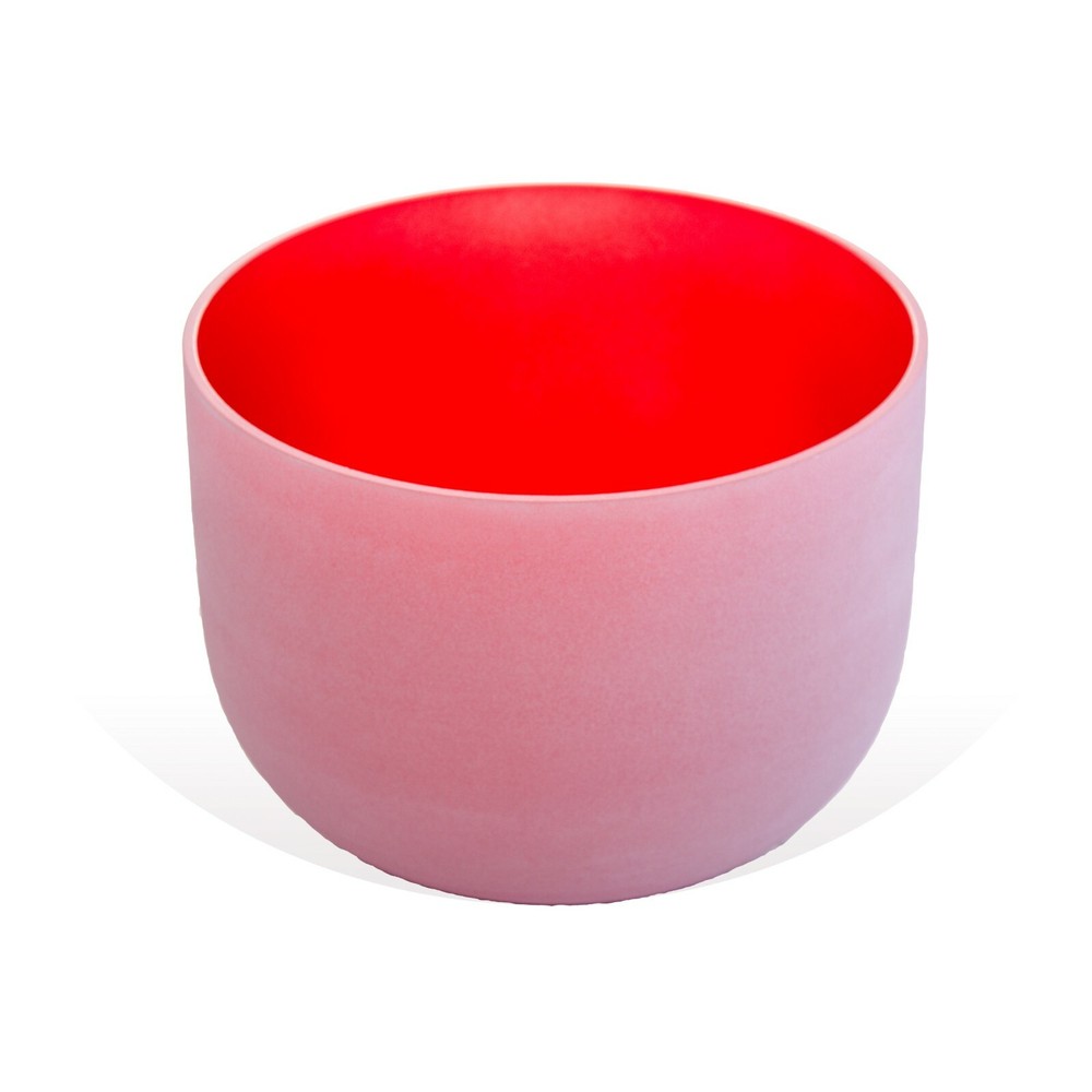 COLORED FROSTED CRYSTAL SINGING BOWL RED 8'' C NOTE ROOT CHAKRA