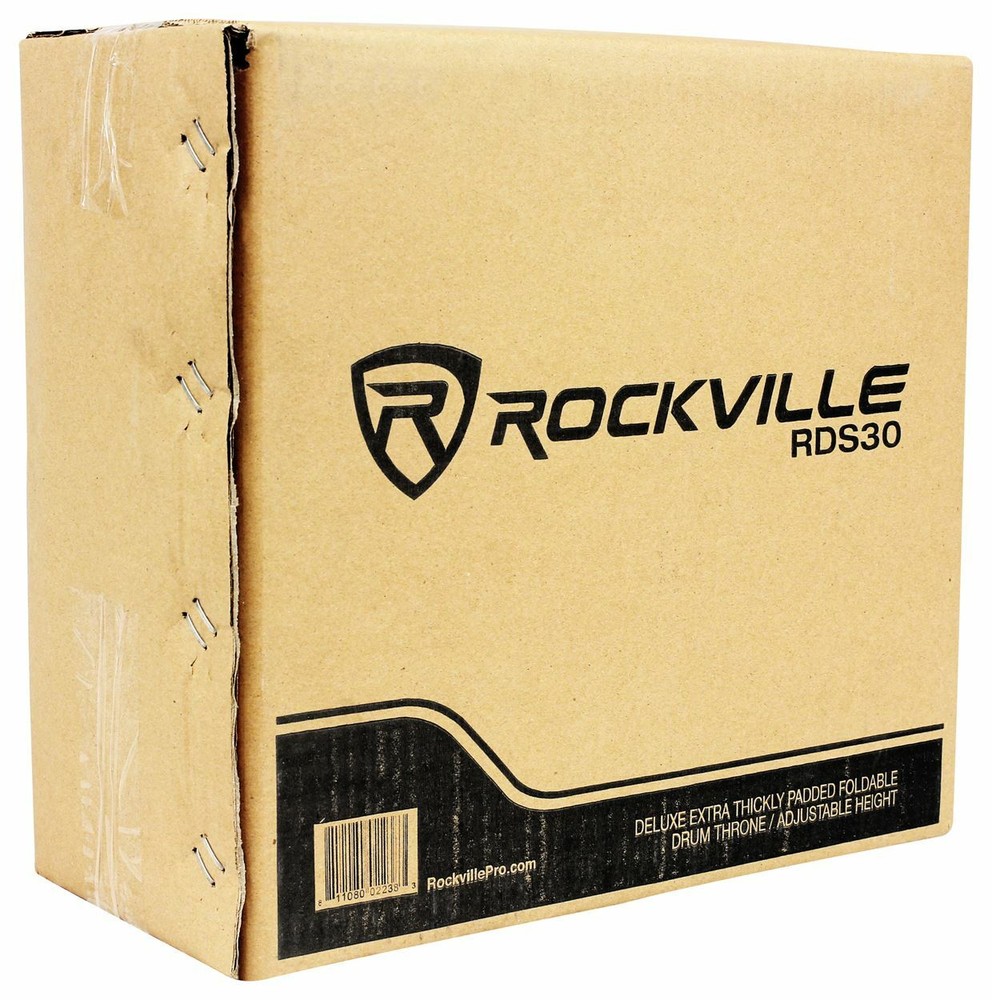 Rockville RDS30 Thick Padded Adjustable Foldable Drum Throne Stool+Tablet Stand