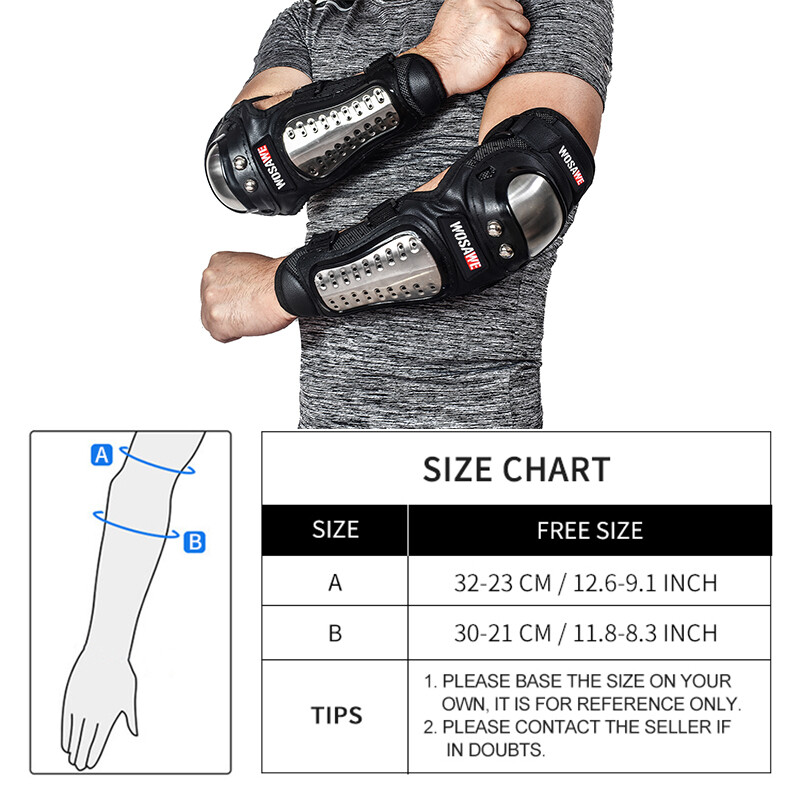 WOSAWE Motorcycle Elbow Pads Motocross Elbow Guard Stainless Steel Arm Protector