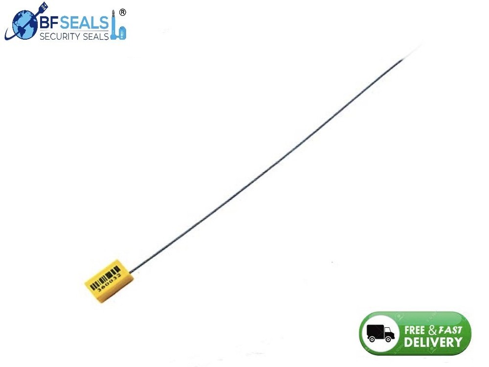 Cable Steel Lock Security Seal 200 pcs. YE, 12" 1.8 mm Numbered & Barcode