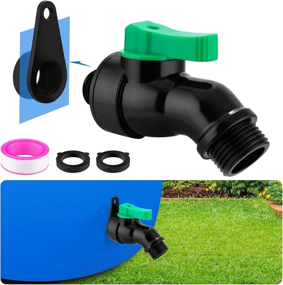 Rain Barrel Spigot Kit with High Flow Valve No Inside Access Needed,External Ins