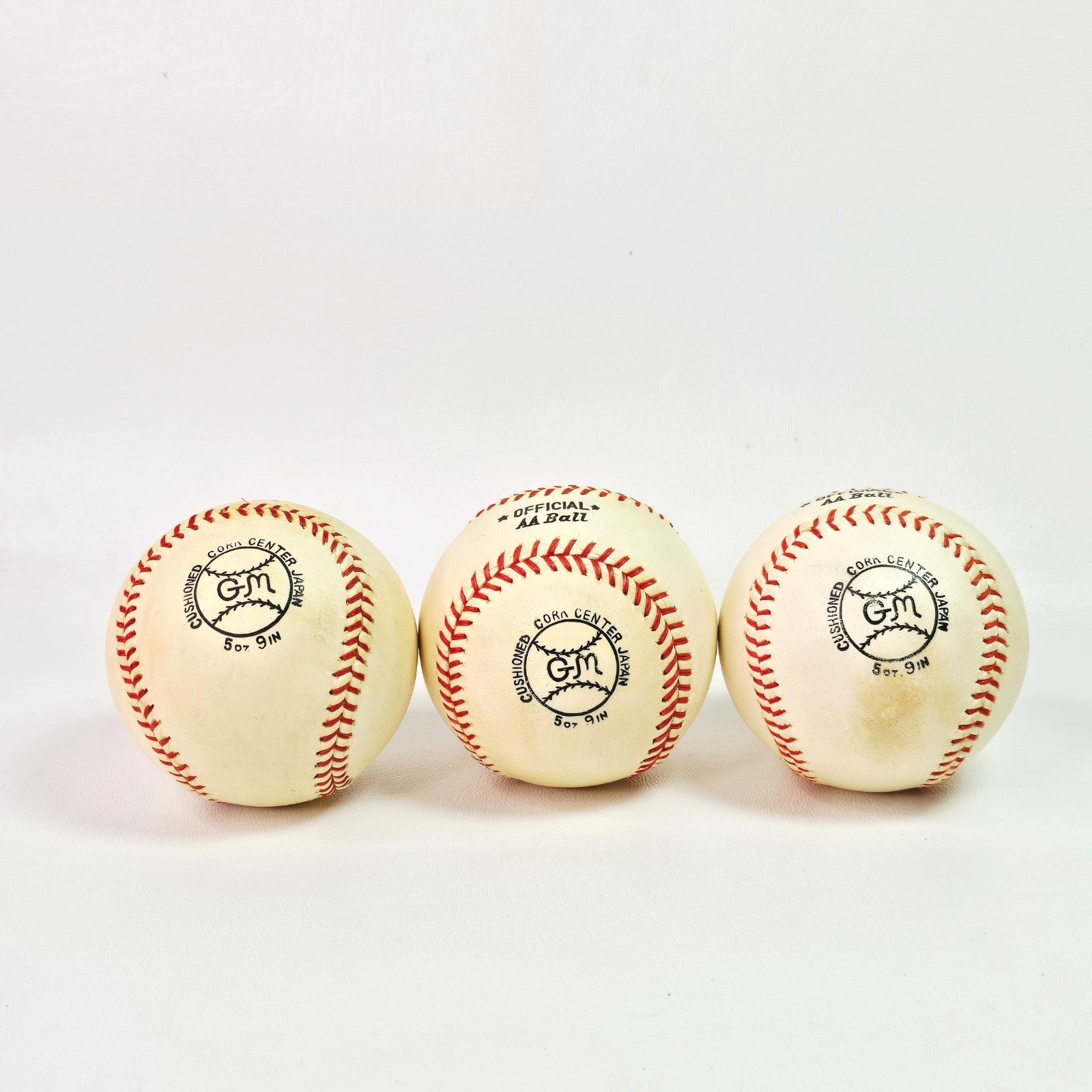 Official AA Baseball Yarn Wound 50 Genuine Leather GM 9" Set of 3 Baseballs