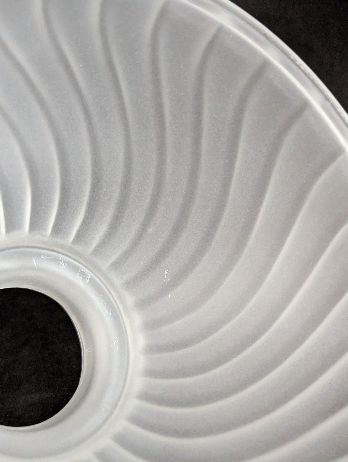 NOS! Frosted Swirl 6-1/2” dia. Low Bowl Glass Light Shade 2-1/4” Fitter VG Cond.