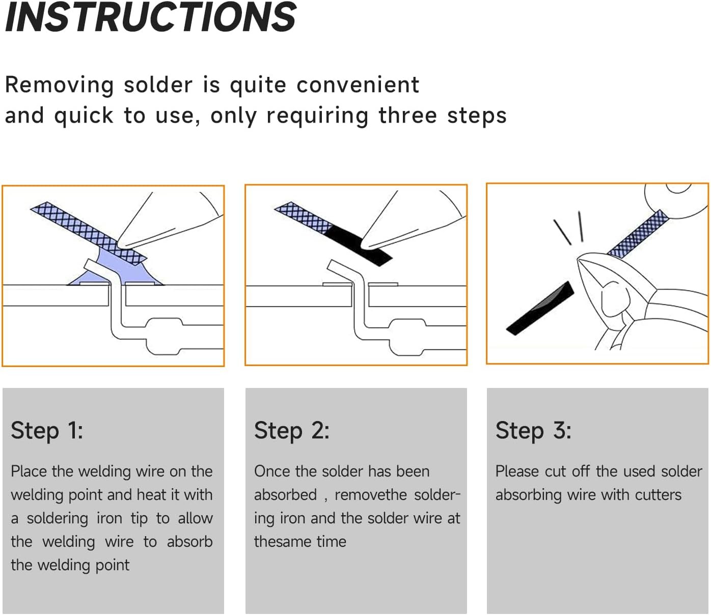 Solder Wick Braid 10Ft Desoldering Wick Braid Remover Tool with Flux No-Clean So