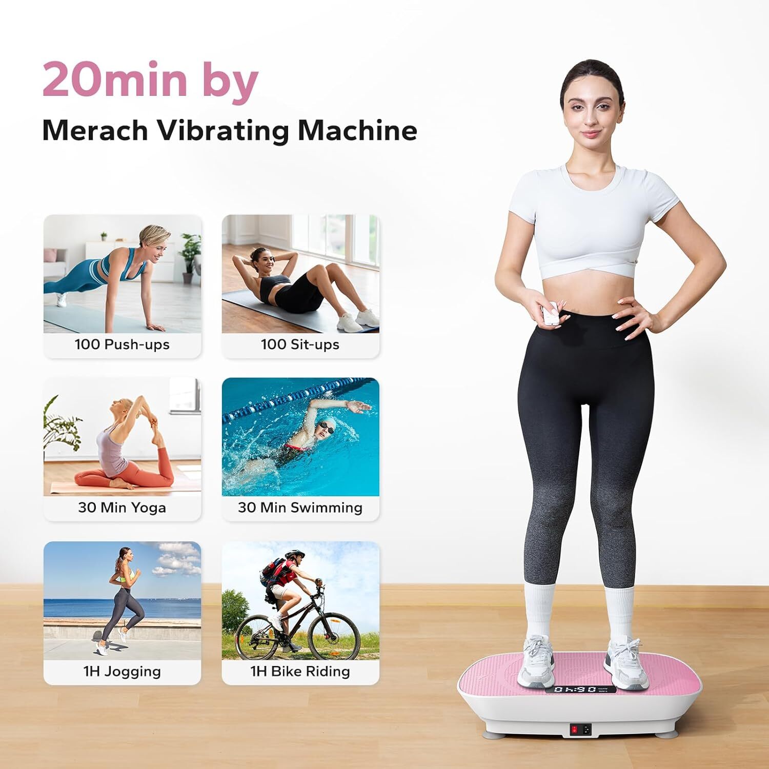 MERACH Vibration Plate Whole Body Workout Fitness Platform Exercise Machine Pink